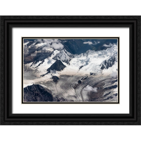 Aerial view of snow mountain and glacier on Tibetan Plateau-China Black Ornate Wood Framed Art Print with Double Matting by Su, Keren