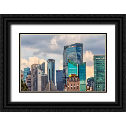 High rises in Pudong-Shanghai-China Black Ornate Wood Framed Art Print with Double Matting by Su, Keren