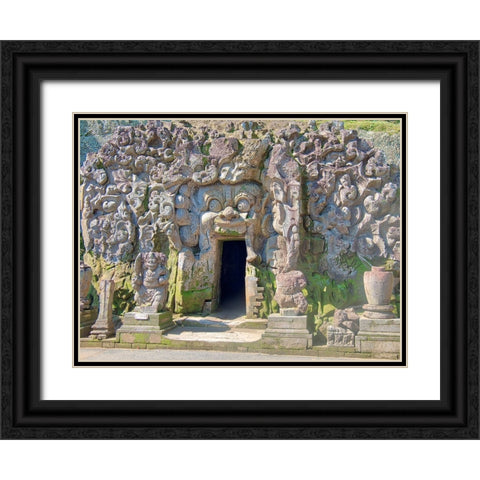 Indonesia-Bali-Ubud-Historic Balinese temples of Goa Gajah or Elephant Cave Black Ornate Wood Framed Art Print with Double Matting by Eggers, Terry