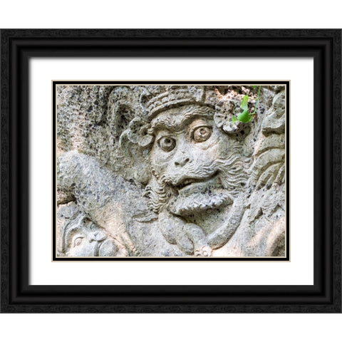 Indonesia-Bali-Ubud-Statue in Pura Tirta Empul temple Black Ornate Wood Framed Art Print with Double Matting by Eggers, Terry