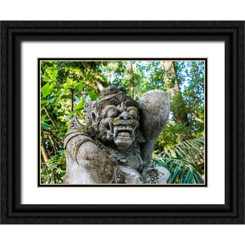 Indonesia-Bali-Ubud-Statue in Pura Tirta Empul temple Black Ornate Wood Framed Art Print with Double Matting by Eggers, Terry