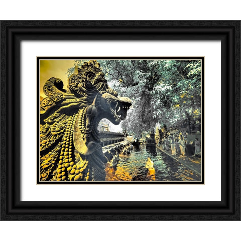 Indonesia-Bali-Ubud-Pura Tirta Empul Temple-bath in Tampaksiring sacred spring Black Ornate Wood Framed Art Print with Double Matting by Eggers, Terry