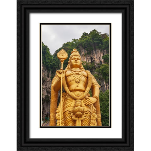 Kuala Lumpur- West Malaysia. Batu caves. The worlds tallest statue of Murugan- a Hindu deity Black Ornate Wood Framed Art Print with Double Matting by Haseltine, Tom
