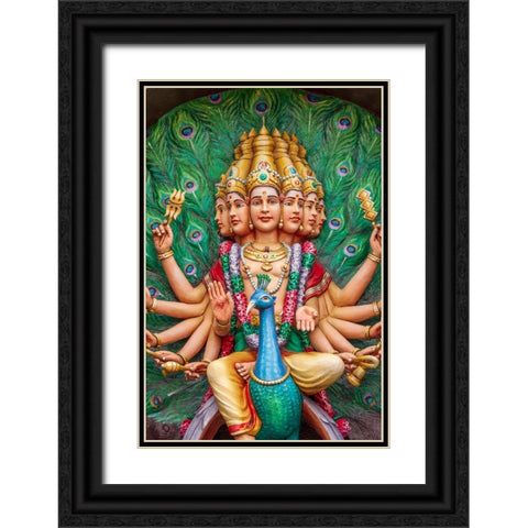 Kuala Lumpur- West Malaysia. Batu caves. Painted Hindu deities on altars. Black Ornate Wood Framed Art Print with Double Matting by Haseltine, Tom