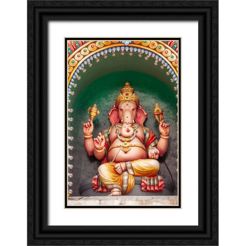 Kuala Lumpur- West Malaysia. Batu caves. Painted Hindu deity Ganesha. Black Ornate Wood Framed Art Print with Double Matting by Haseltine, Tom