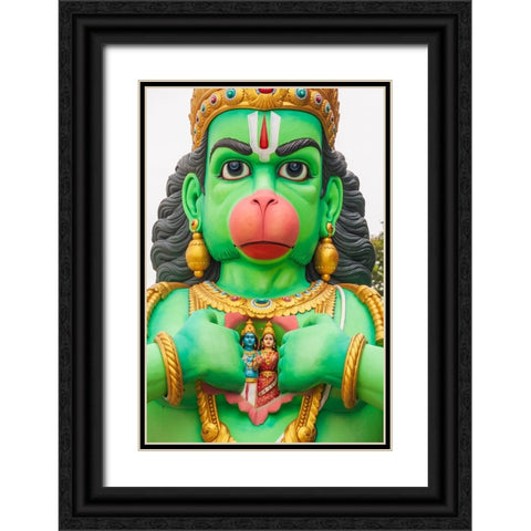 Kuala Lumpur- West Malaysia. Batu caves. Statue of the god Hanuman. Black Ornate Wood Framed Art Print with Double Matting by Haseltine, Tom