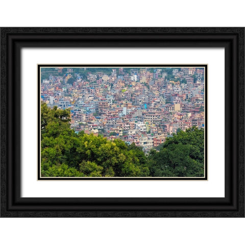Cityscape of Kathmandu in Kathmandu Valley-Nepal Black Ornate Wood Framed Art Print with Double Matting by Su, Keren