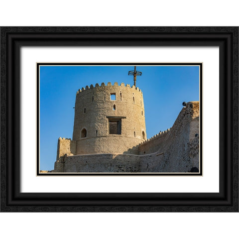 Middle East-Arabian Peninsula-Oman-Muscat-Muttrah-A tower at Muttrah Fort Black Ornate Wood Framed Art Print with Double Matting by Wilson, Emily M.