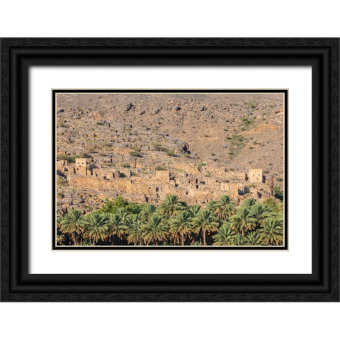 Middle East-Arabian Peninsula-Oman-Ad Dakhiliyah-Al Hamra-The ruins of an ancient village in Oman Black Ornate Wood Framed Art Print with Double Matting by Wilson, Emily M.