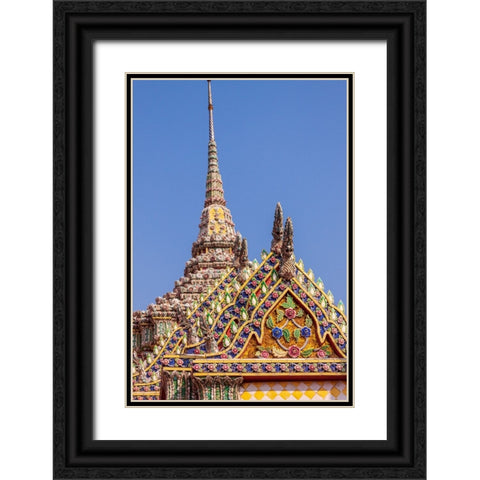 Thailand- Bangkok. Ornate roof at Wat Phra Kaew (Temple of The Emerald Buddha). Black Ornate Wood Framed Art Print with Double Matting by Haseltine, Tom