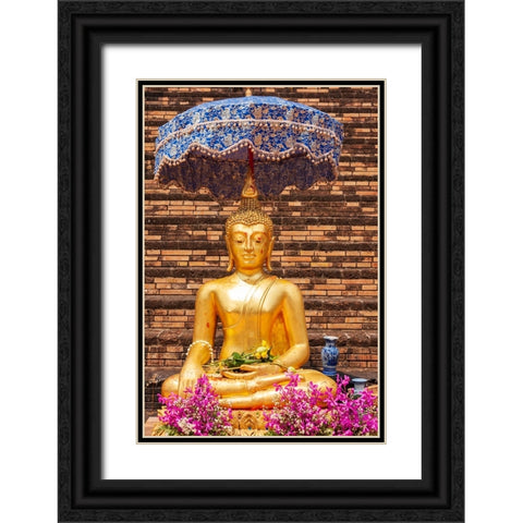 Chiang Mai- Thailand. Wat Chedi Luang. Buddha statue. Black Ornate Wood Framed Art Print with Double Matting by Haseltine, Tom