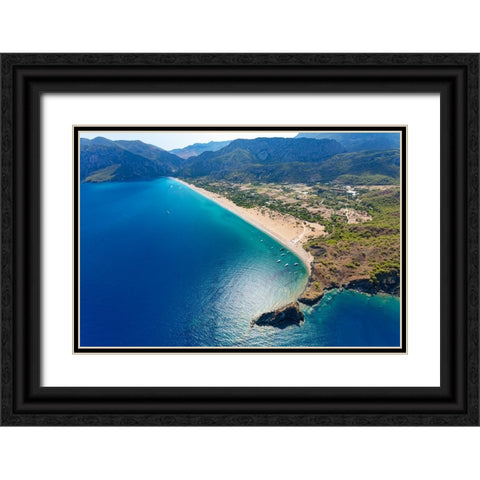 Olympos and Cirali beach aerial-Antalya-Turkey Black Ornate Wood Framed Art Print with Double Matting by Kabas, Ali