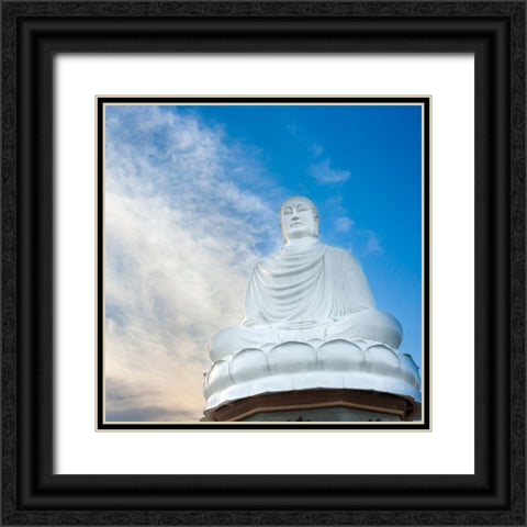 Nha Trang-South Central Vietnam-White Buddha statue Black Ornate Wood Framed Art Print with Double Matting by Haseltine, Tom