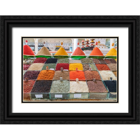Dushanbe-Tajikistan Spices for sale at the Mehrgon Market in Dushanbe Black Ornate Wood Framed Art Print with Double Matting by Wilson, Emily M.