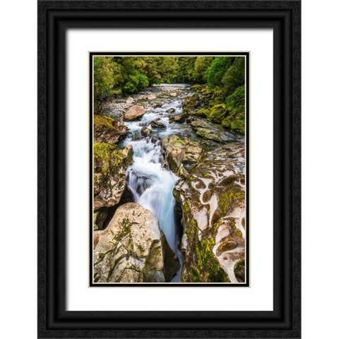 The Chasm-Fiordland National Park-South Island-New Zealand Black Ornate Wood Framed Art Print with Double Matting by Bishop, Russ