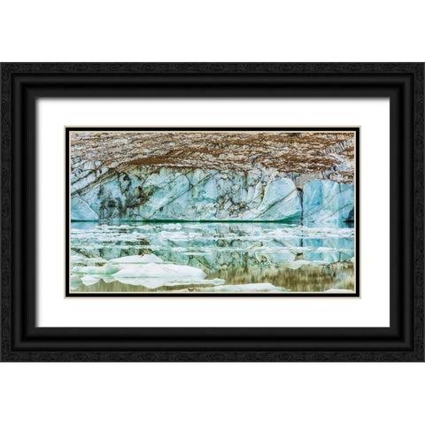 Icebergs on glacial meltwater under Mount Edith Cavell-Jasper National Park-Alberta-Canada Black Ornate Wood Framed Art Print with Double Matting by Bishop, Russ