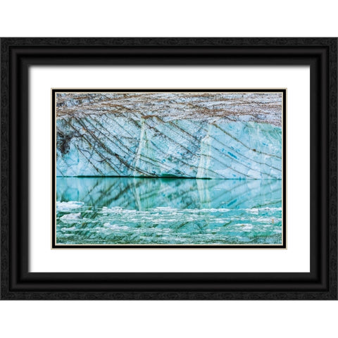 Icebergs on glacial meltwater under Mount Edith Cavell-Jasper National Park-Alberta-Canada Black Ornate Wood Framed Art Print with Double Matting by Bishop, Russ