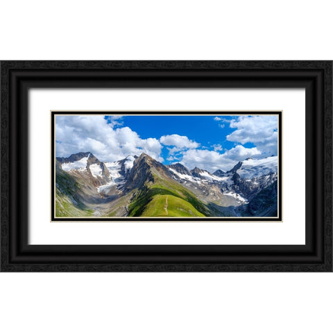 Valley Rotmoostal and valley Gaisbergtal-Mt. Hohe Mut- Otztal Alps-Europe- Austria- Tyrol Black Ornate Wood Framed Art Print with Double Matting by Zwick, Martin