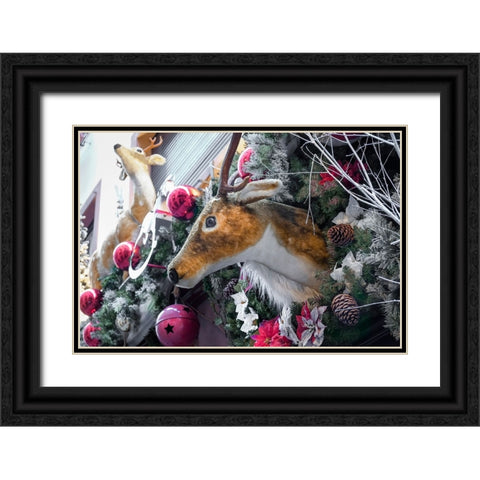 Strasbourg-France Christmas decoration Black Ornate Wood Framed Art Print with Double Matting by McRoberts, Julien