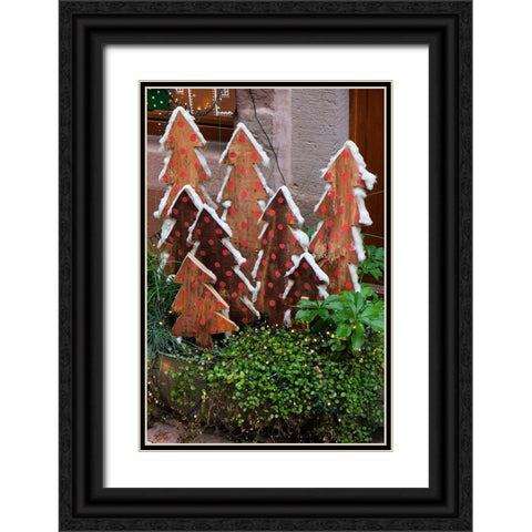 Riquewihr-France Village established in the 1400s in the Alsace Region Christmas decor Black Ornate Wood Framed Art Print with Double Matting by McRoberts, Julien