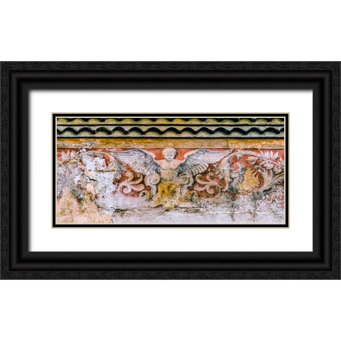 Angel fresco- Nimes Cathedral- Gard- France. Catholic church created 1100 AD Black Ornate Wood Framed Art Print with Double Matting by Perry, William