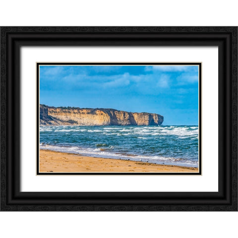 High cliffs- Omaha Beach- Normandy- France. Black Ornate Wood Framed Art Print with Double Matting by Perry, William