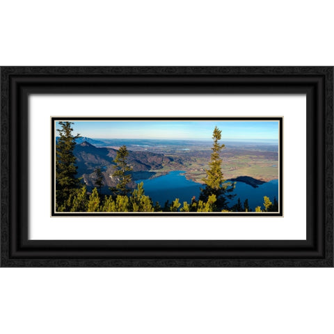 View from Mt-Jochberg near lake Walchensee towards lake Kochelsee and the foothills of the Bavarian Black Ornate Wood Framed Art Print with Double Matting by Zwick, Martin
