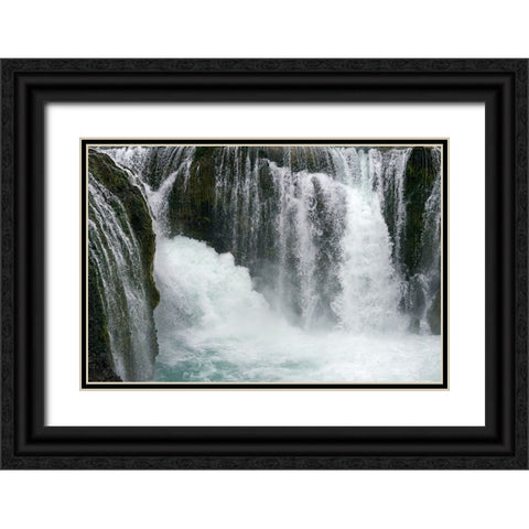 Sigoldu Waterfall-Iceland Black Ornate Wood Framed Art Print with Double Matting by Su, Keren