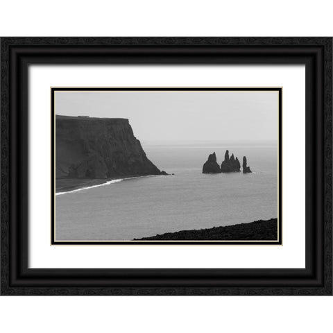 Rocks in the ocean-Dyrholaey-Vik-Iceland Black Ornate Wood Framed Art Print with Double Matting by Su, Keren