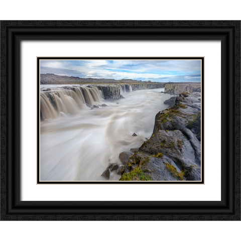 Waterfall Selfoss in the Vatnajokull National Park-Jokulsargljufur- Iceland Black Ornate Wood Framed Art Print with Double Matting by Zwick, Martin