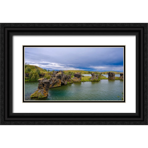 Lava chimneys- rock formations - Hofdi Nature Reserve. Europe- Iceland Black Ornate Wood Framed Art Print with Double Matting by Zwick, Martin