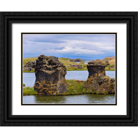 Lava chimneys- rock formations - Hofdi Nature Reserve. Europe- Iceland Black Ornate Wood Framed Art Print with Double Matting by Zwick, Martin