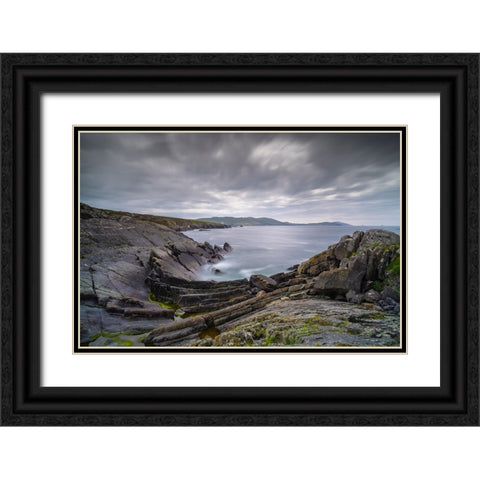 Europe-Ireland-Eyeries-Landscape with the Beara Bowl rock formation Black Ornate Wood Framed Art Print with Double Matting by Jaynes Gallery