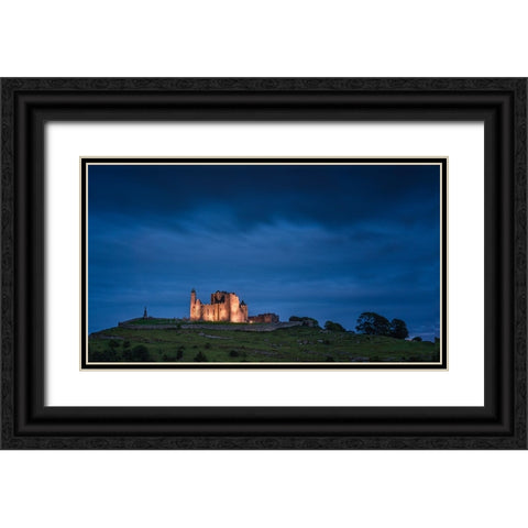 Europe-Ireland-Cashel-Rock of Cashel ruins at sunset Black Ornate Wood Framed Art Print with Double Matting by Jaynes Gallery