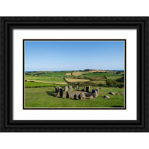 Europe-Ireland-County Cork-Landscape with Drombeg Stone Circle Black Ornate Wood Framed Art Print with Double Matting by Jaynes Gallery