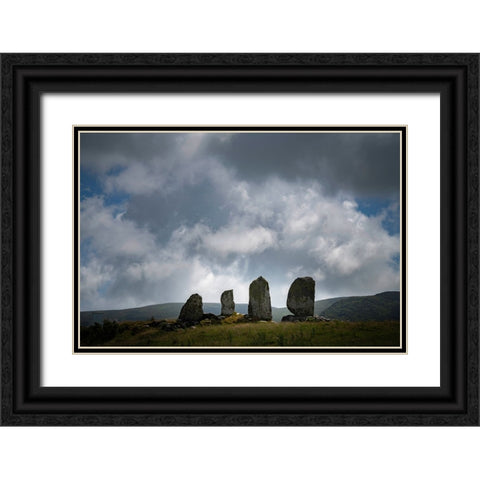 Europe-Ireland-Waterville-Eightercua stone row Black Ornate Wood Framed Art Print with Double Matting by Jaynes Gallery