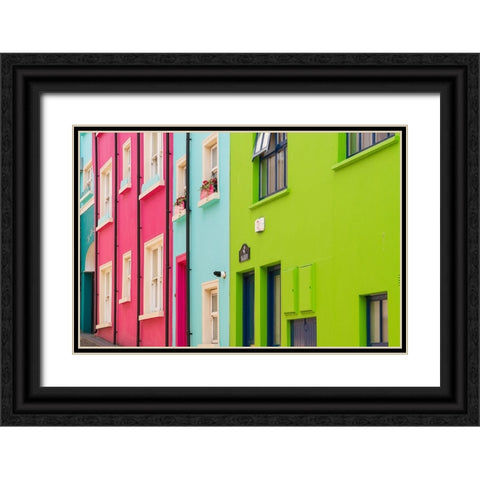 Europe-Ireland-Kinsale-Exterior of colorful buildings Black Ornate Wood Framed Art Print with Double Matting by Jaynes Gallery