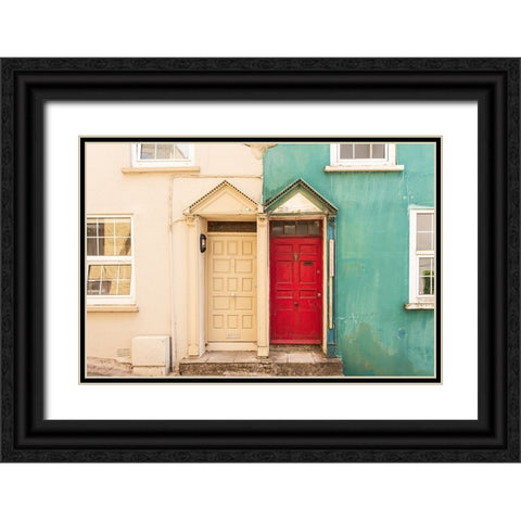 Europe-Ireland-Kinsale-Exterior of colorful buildings Black Ornate Wood Framed Art Print with Double Matting by Jaynes Gallery