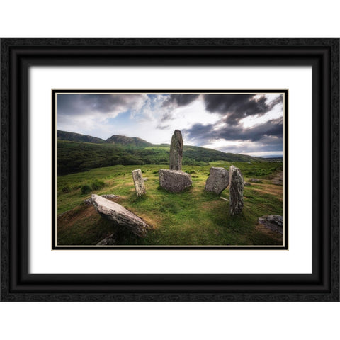 Europe-Ireland-County Kerry-Uragh stone circle Black Ornate Wood Framed Art Print with Double Matting by Jaynes Gallery