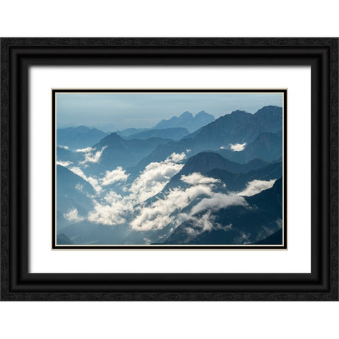 Europe-Italy-Friuli Venezia Giulia-Foggy Monte Lussari mountain at sunset Black Ornate Wood Framed Art Print with Double Matting by Jaynes Gallery