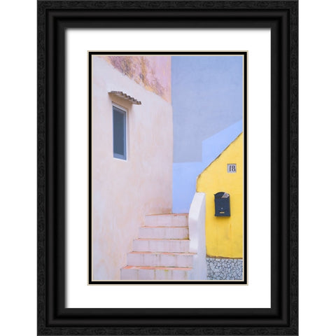 Europe-Italy-Procida-Exterior of house and stairway Black Ornate Wood Framed Art Print with Double Matting by Jaynes Gallery