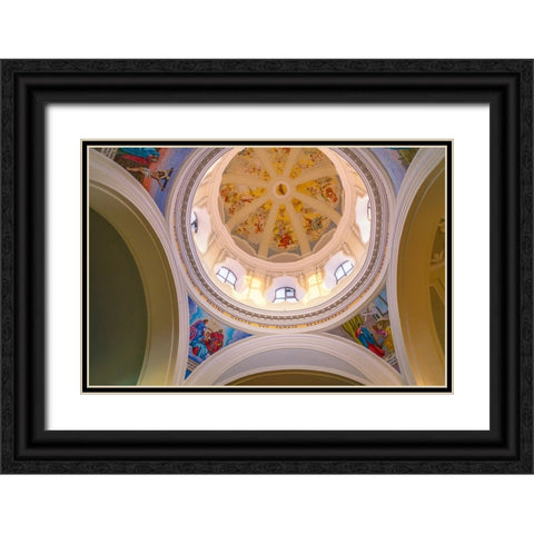 Europe-Italy-Procida-Interior dome of Santuario S-Maria delle Grazie Incornata church Black Ornate Wood Framed Art Print with Double Matting by Jaynes Gallery