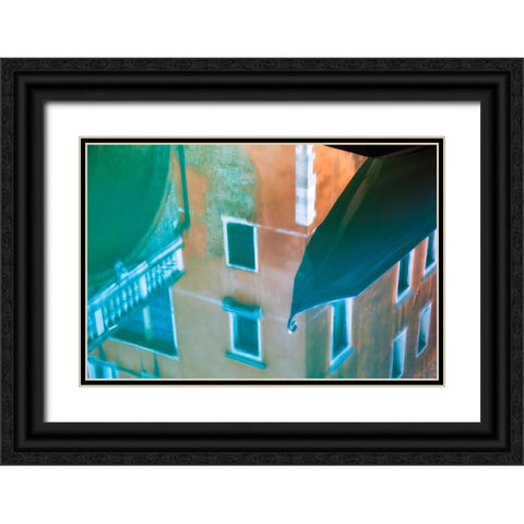 Europe-Italy-Venice-reflections of gondola and buildings in still canal Black Ornate Wood Framed Art Print with Double Matting by Jaynes Gallery