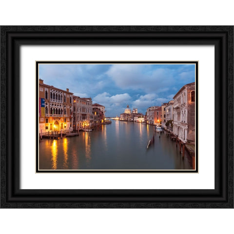 Europe-Italy-Venice-Sunset over Grand Canal Black Ornate Wood Framed Art Print with Double Matting by Jaynes Gallery