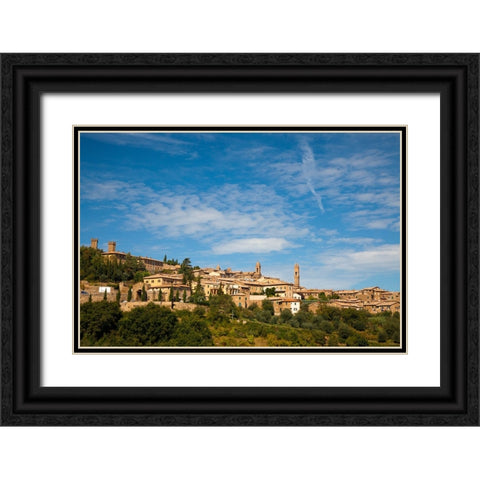 Italy-Tuscany-Montalcino The hill town of Montalcino as seen from below Black Ornate Wood Framed Art Print with Double Matting by Eggers, Julie
