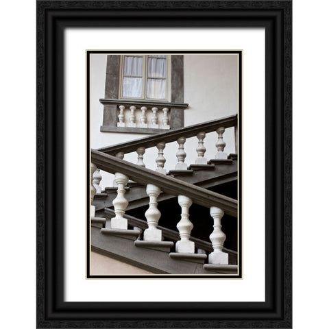 Italy-Tuscany-Lucca Stairs in the Pfanner Palace and gardens Black Ornate Wood Framed Art Print with Double Matting by Eggers, Julie