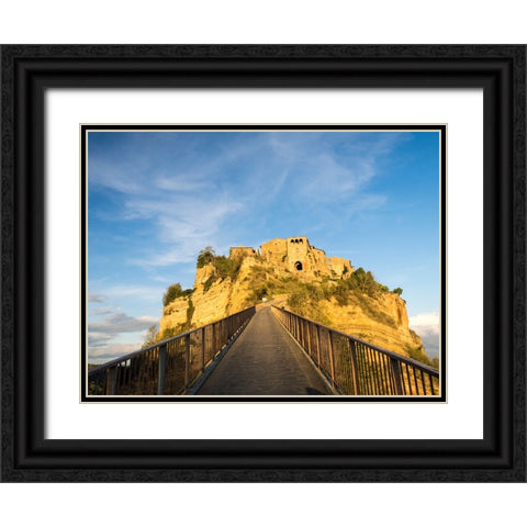 Italy-Tuscany-Civita di Bagnoregio Evening view of the bridge Black Ornate Wood Framed Art Print with Double Matting by Eggers, Julie