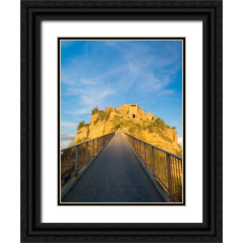 Italy-Tuscany-Civita di Bagnoregio Evening view of the bridge Black Ornate Wood Framed Art Print with Double Matting by Eggers, Julie