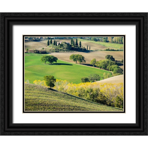 Italy-Tuscany Tuscan landscape Black Ornate Wood Framed Art Print with Double Matting by Eggers, Julie