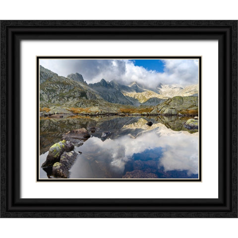 Lago Nero in the Presanella mountain range-Parco Naturale Adamello-Brenta-Trentino-Italy-Val Renden Black Ornate Wood Framed Art Print with Double Matting by Zwick, Martin
